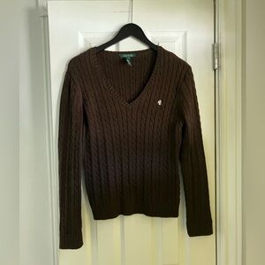 Ralph Lauren Dark Brown Chocolate Cable Knit Sweater
